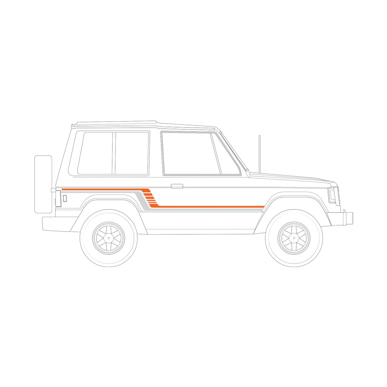 Mitsubishi L040 Pajero SWB Dual Stripe Orange