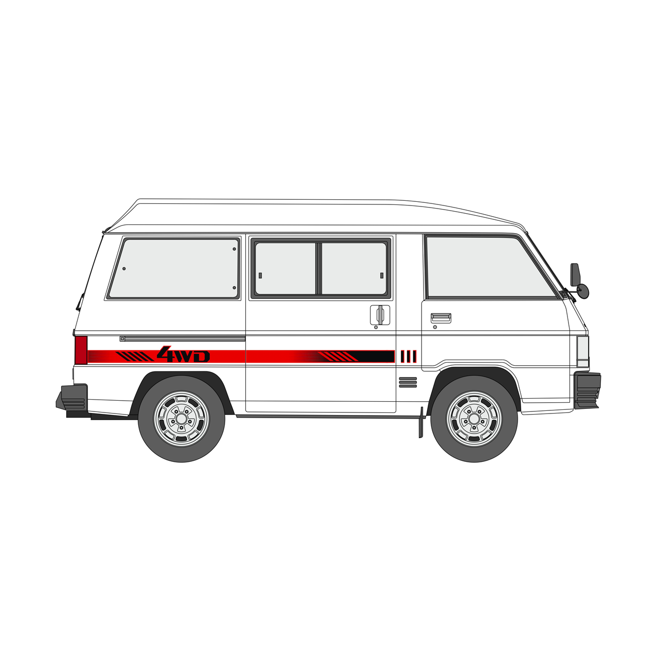 Mitsubishi Delica/L300 4WD Black and Red Stripe