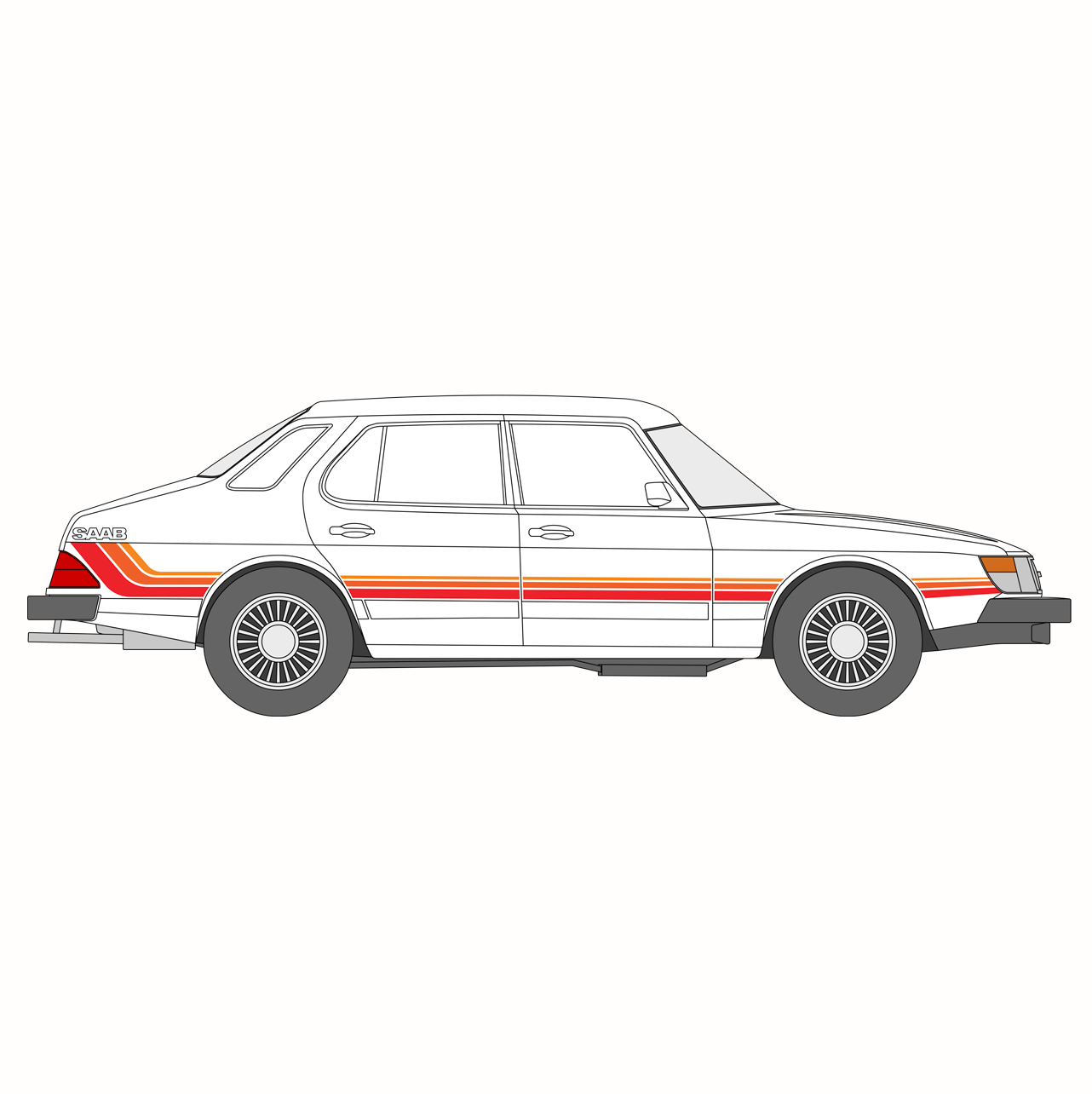 Saab 900 Triple Stripe Orange