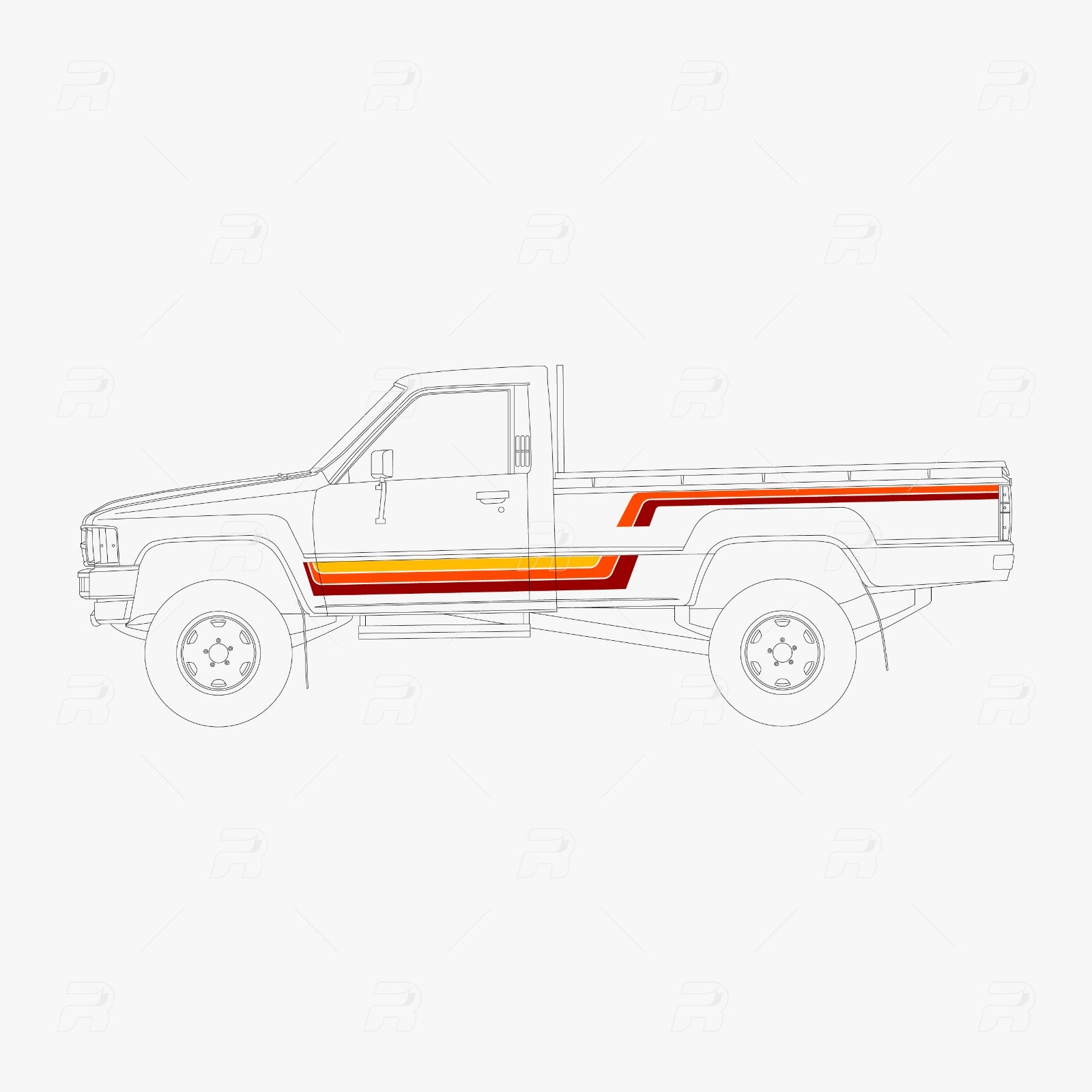 Toyota N50 Hilux Yellow/Orange/Red Decal